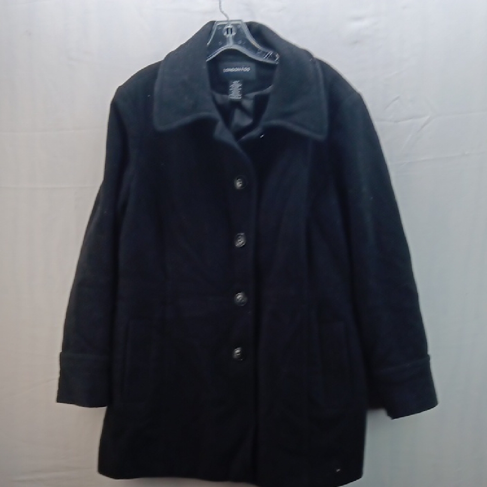 Vintage London Fog Wool Blend Black Pea Coat Women's Size: XL
